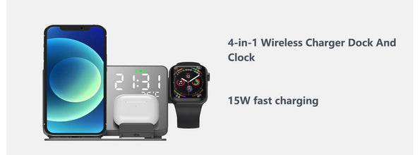 4 in 1 Wireless Fast Charger for Samsung Galaxy S23 Series With Alarm Clock - Luxystudio