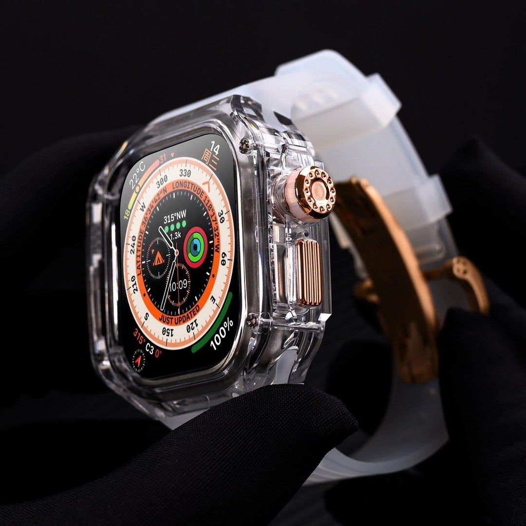Luxury Modification Glacier Case With Transparent Straps For iWatch (44/45MM-49MM) - Luxystudio