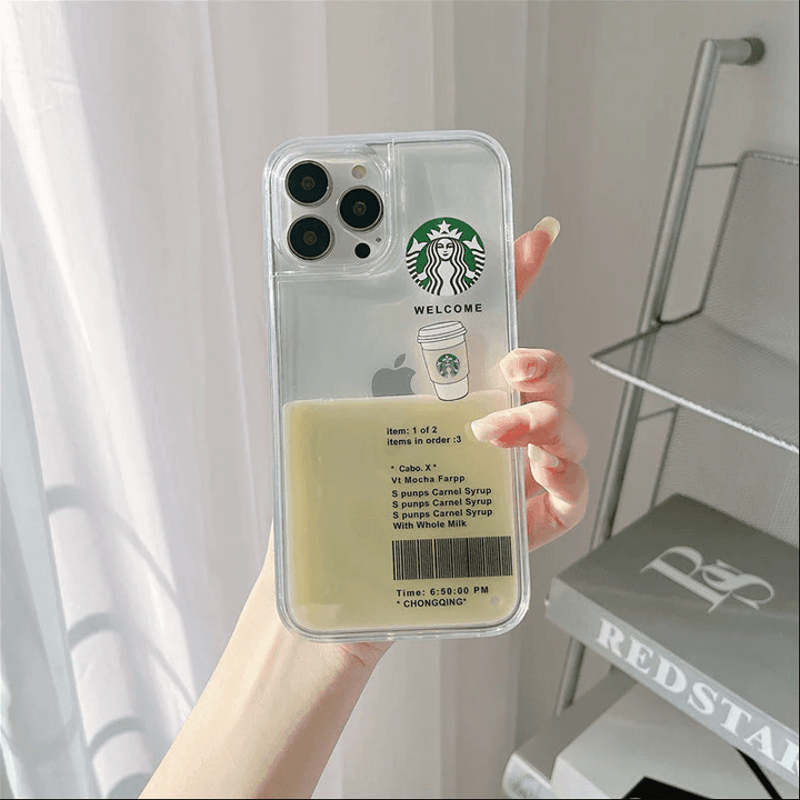 Starbucks Cases Float Flow Liquid LUXY Studio Coffee Phone Case for iPhone 13 | Hard Back PC Cover Casing Brand: Luxy Studio Cases - Luxystudio